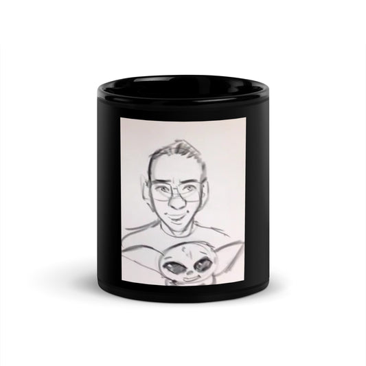 Alberto and Baby Yoda Black Glossy Mug